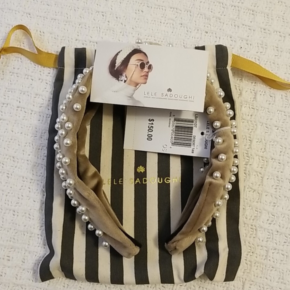🎀 Lele Sadoughi Desert Tan Velvet Knot Headband - Picture 7 of 9